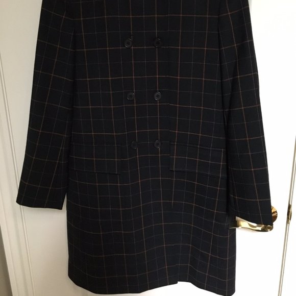 Tile-check long jacket/light coat by Theory, M, NWT - Picture 3 of 8